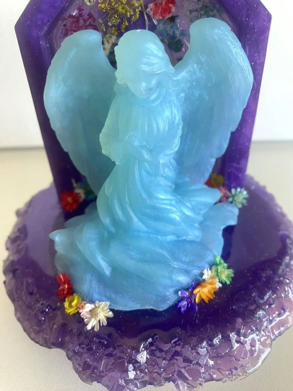 Blue Angel Dual LED Resin Night Light Christian Decor Guardian Angel Gift